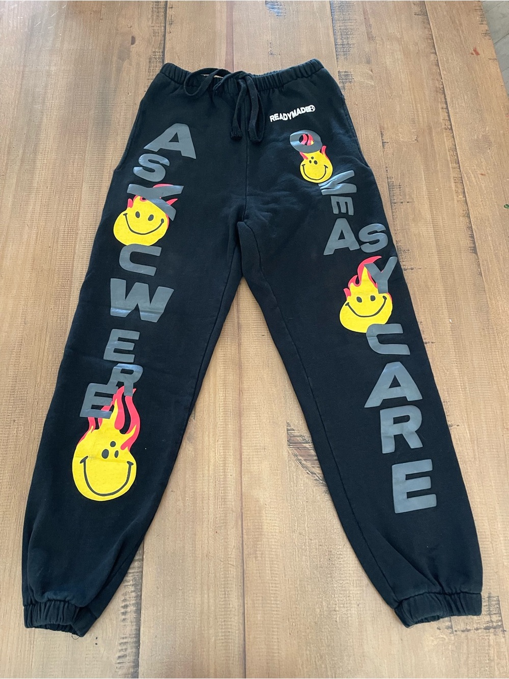 Black Graphic Flame Smile Joggers -